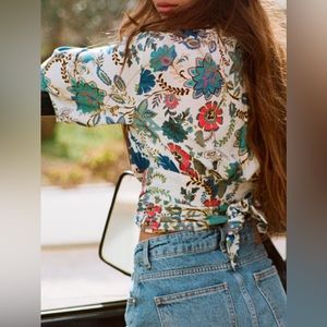 Zara floral cropped long sleeve